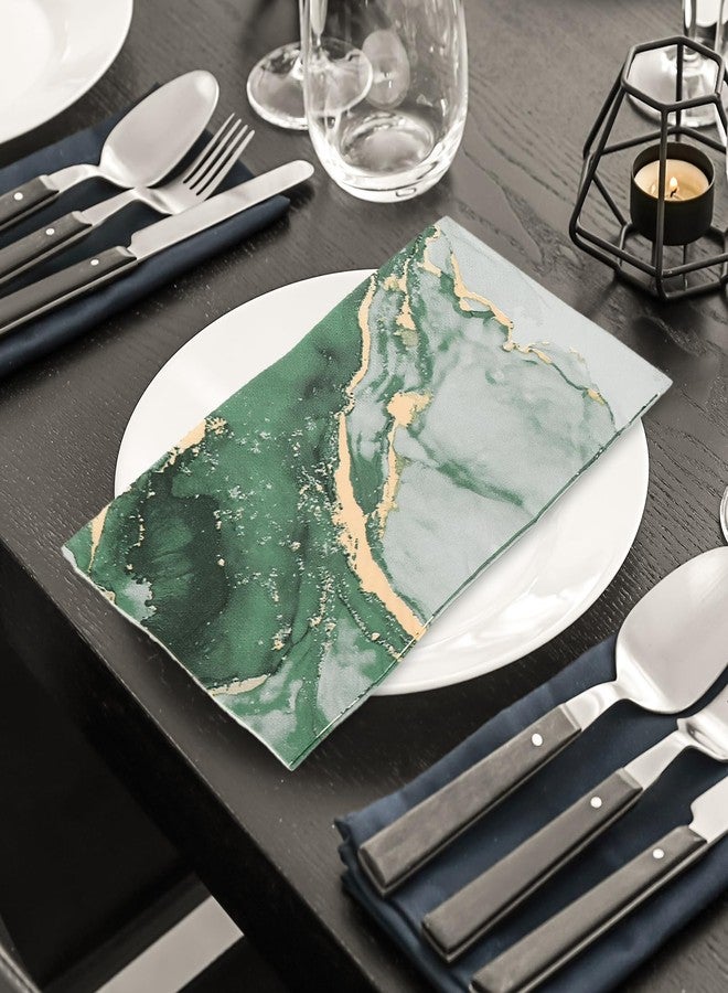 JarThenaAMCS 100Pcs Marble Guest Napkins Green Gold Marble Disposable Napkins 3 Ply Dinner Hand Towel Paper Napkins for Bathroom Wedding Bridal Shower Table Decor Party Supplies - Image 4